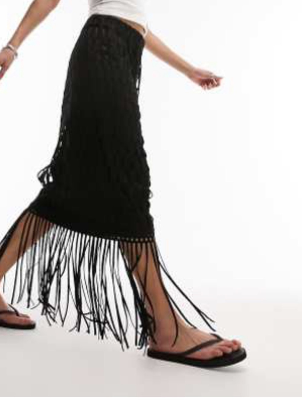 Topshop Black Fringe Skirt